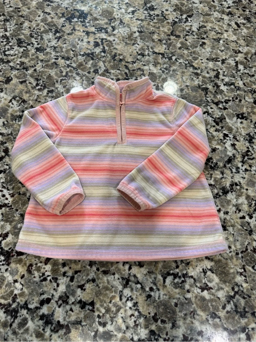 Osh Kosh B’Gosh Striped Pastel Quarter-Zip Kids Top - Pink & Cream
